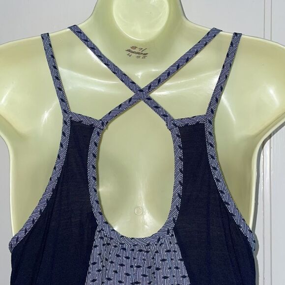 CAbi navy blue & white strappy rayon camisole/tank top - Picture 7 of 10